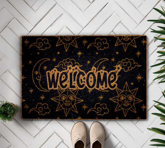 Starry Night, Sun and Moon: Astrology Lovers' Front Doormat