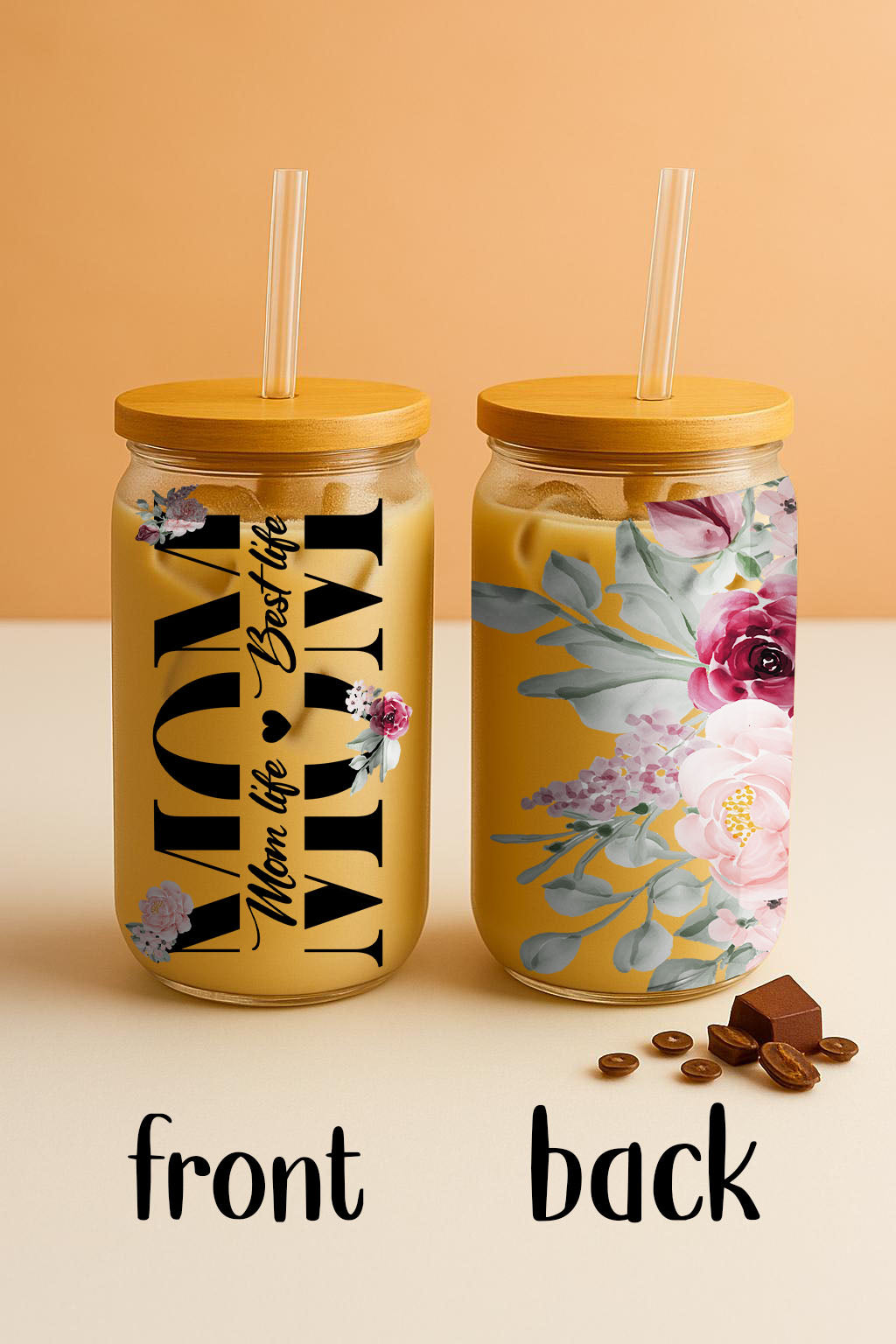Floral Ice Coffee Lover Mom, Best Life Glass Tumbler