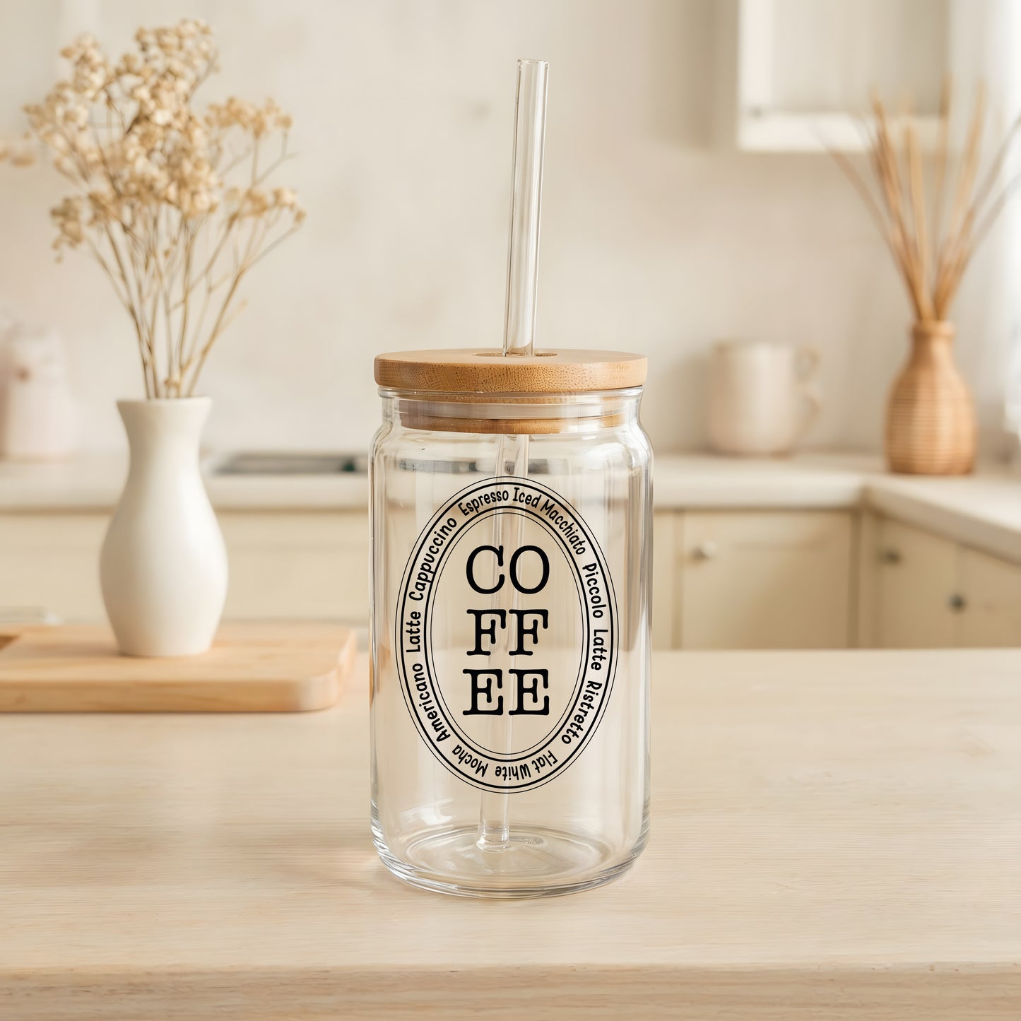 Cute Coffee Drinkware, Clear Glass Iced Coffee Cup, Barista Friend Presents