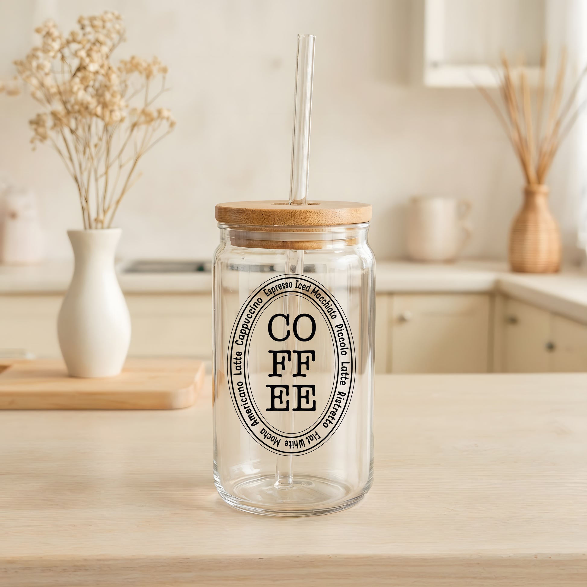Cute Coffee Drinkware, Clear Glass Iced Coffee Cup, Barista Friend Presents