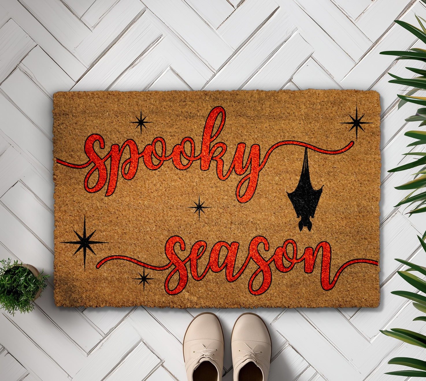 Spooky Season Doormat, Cute Bat Fall Decor, Autumn Housewarming Welcome