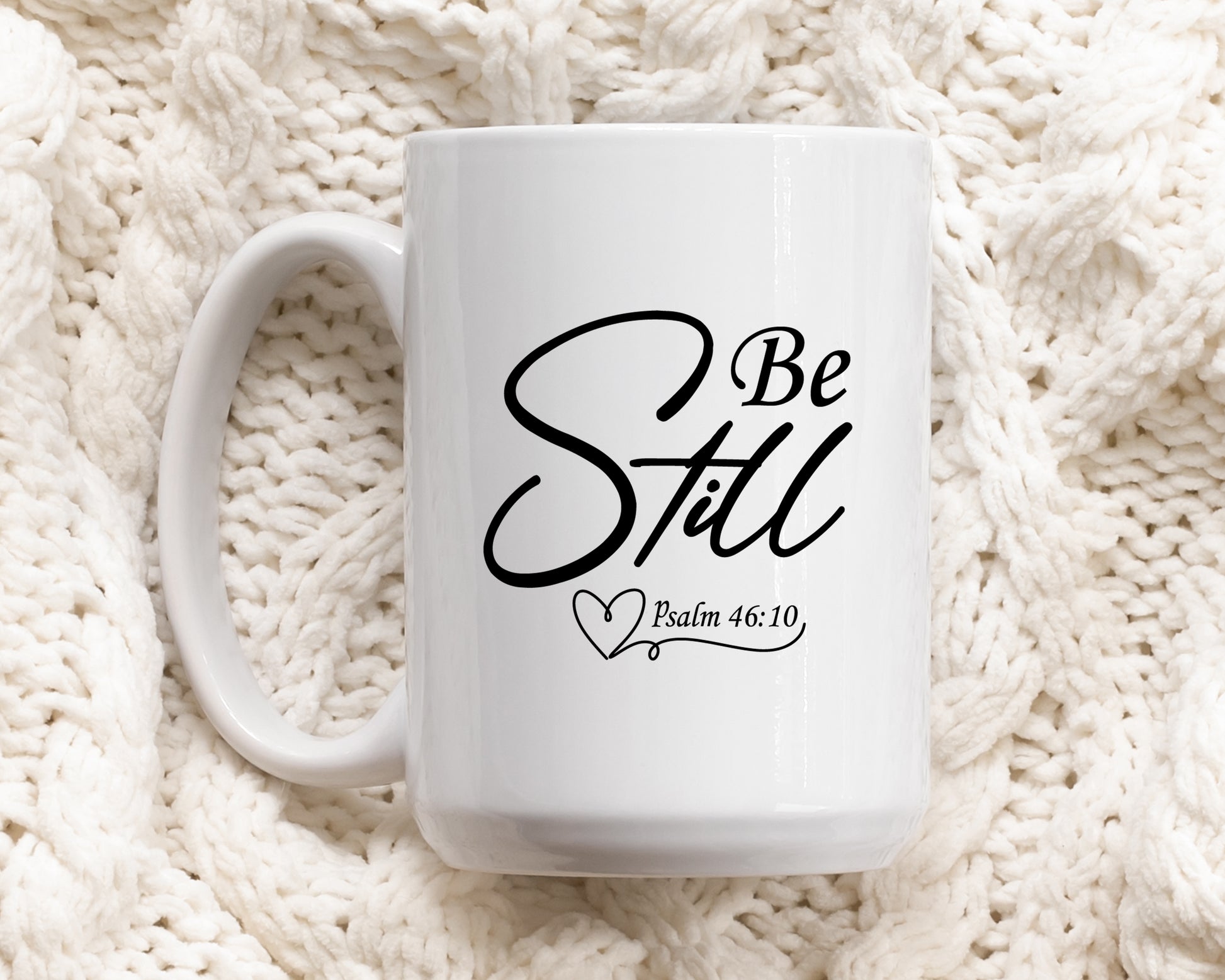 Psalm 46:10 Pottery Cup, Inspirational Christian Daily Mug, Faith Theme