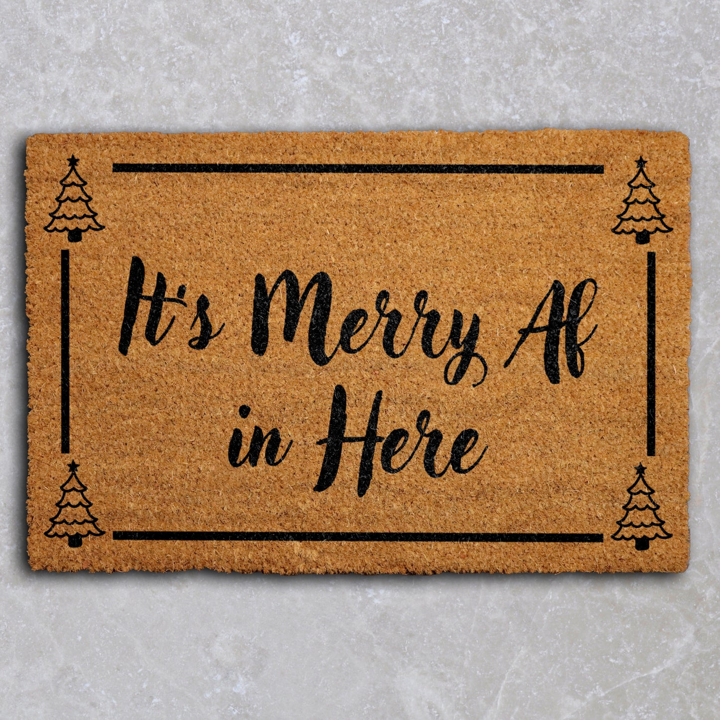 Merry AF Christmas Doormat, Funny Holiday Porch Decor, Festive Rug