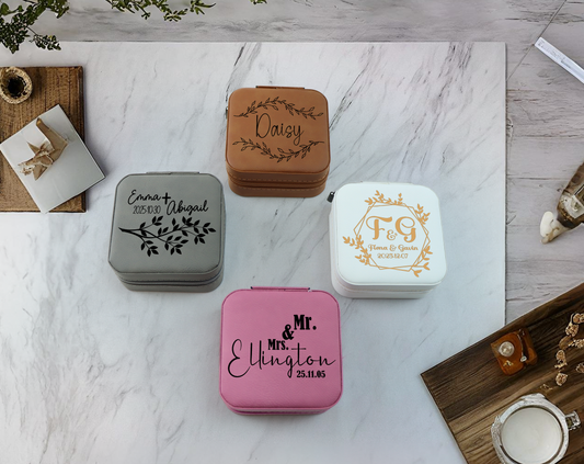 Personalized Vegan Leather Jewelry Box, Engraved Accessory Organizer, Anniversary Gift