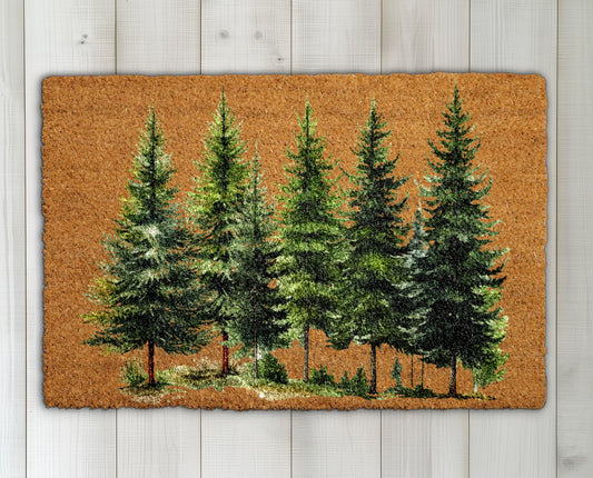 Evergreen Forest Welcome Mat: Nature-Inspired Holiday Decor for Winter