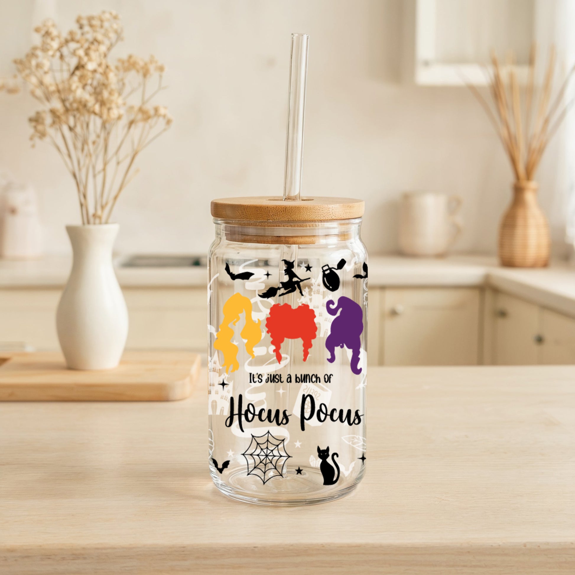 Disney-inspired Halloween Glass Cup, Hocus Pocus Theme Tumbler, WDW Trip