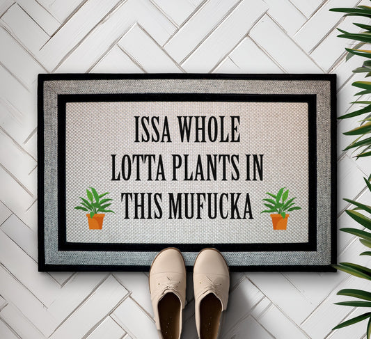 Botanical Welcome Mat, Funny Plant Lover Rug for Patio Decor