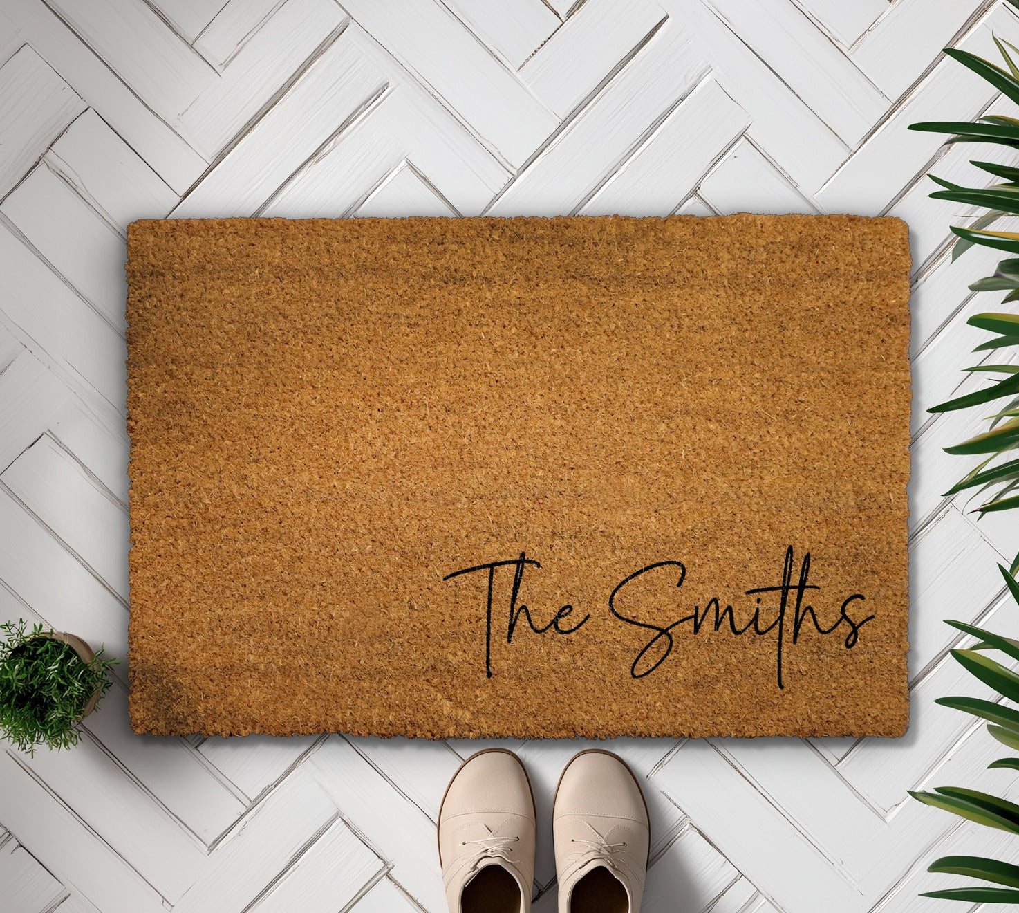 Elegant Custom Last Name Doormat, Minimalist Personalized Welcome Mat