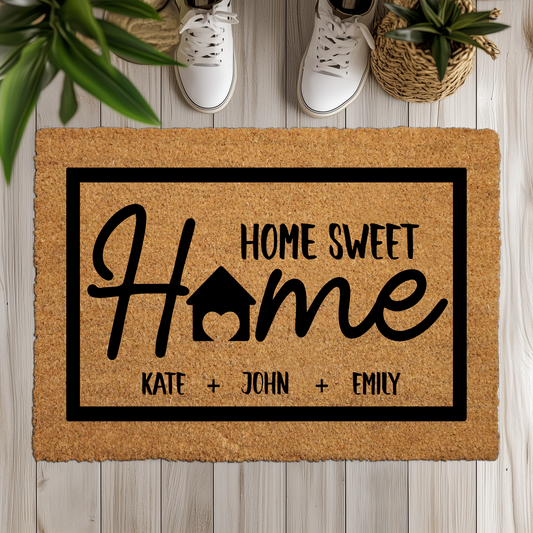 Personalized "Home Sweet Home" Coir Doormat, Custom Family Name Welcome Mat