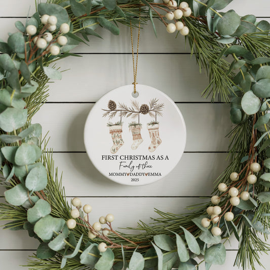 Personalized Family Christmas Ornament, 1st Xmas Together Stockings Keepsake Gift