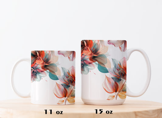Botanical Ceramic Mug, Aesthetic Drinkware for Her - Floral Tea Cup