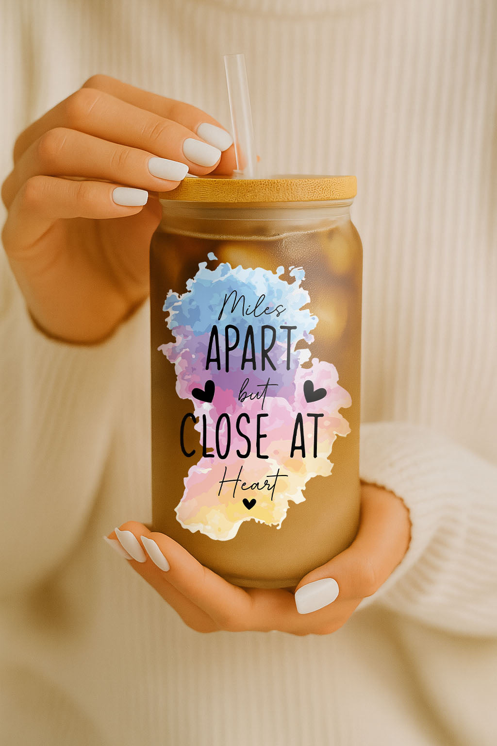 State Map Friendship Glass Tumbler, Personalized Long Distance Friends Drinkware