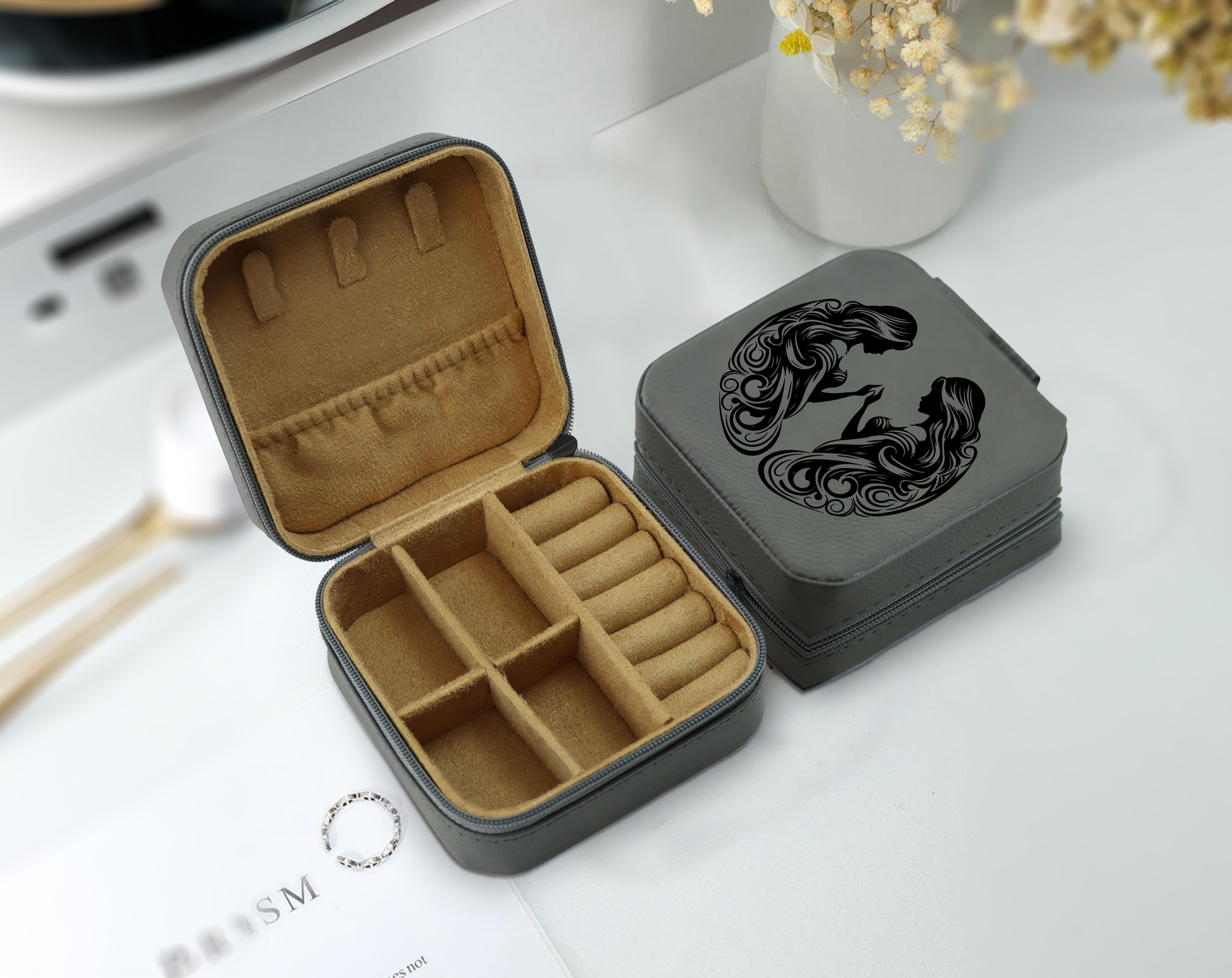 Personalized Zodiac Jewelry Box, Engraved Travel Organizer for Women