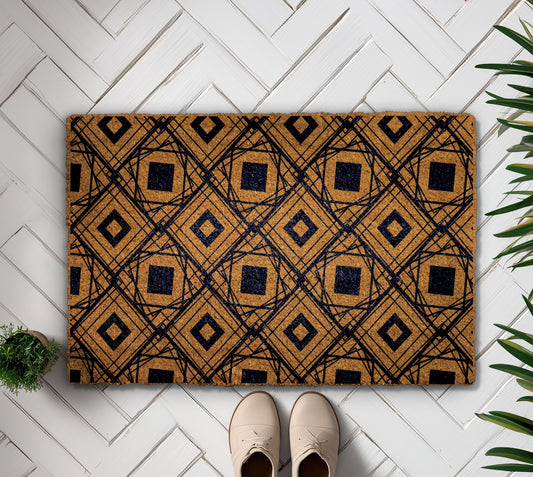 Mid-Century Modern Doormat, Geometric Pattern Welcome Mat, Abstract Home Decor