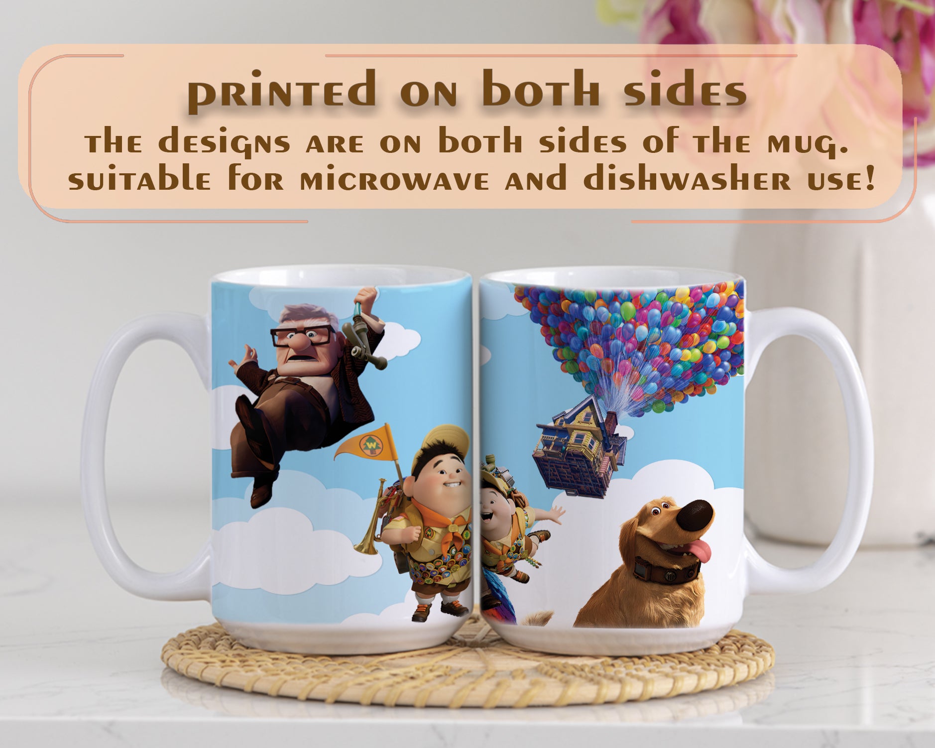 Disney Pixar Fan Gift: Up Movie Mug, Carl And Russell.