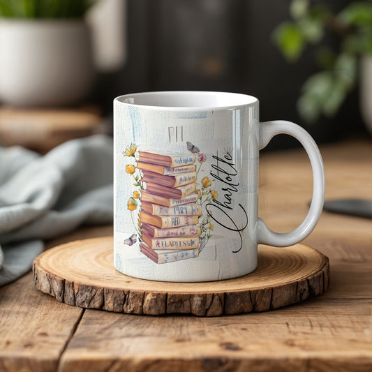 Custom Name Reader Gift, Retro Floral Mug For Bookworms