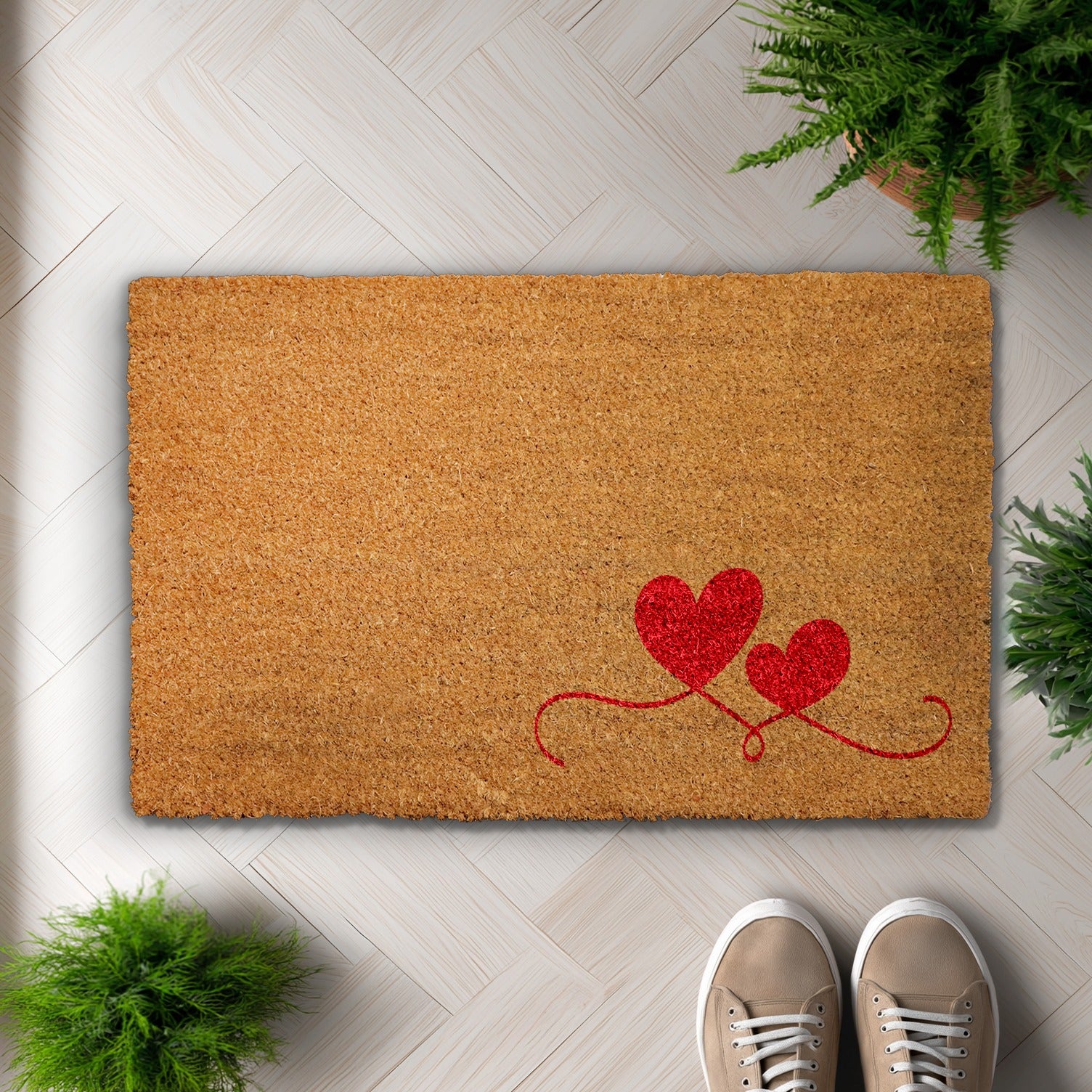 Double Hearts, Red Heart Love Doormat - Unique Valentine's Gift