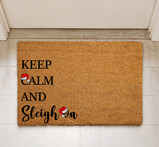 Sarcastic Xmas Doormat: Keep Calm And Sleigh On, Festive Decor