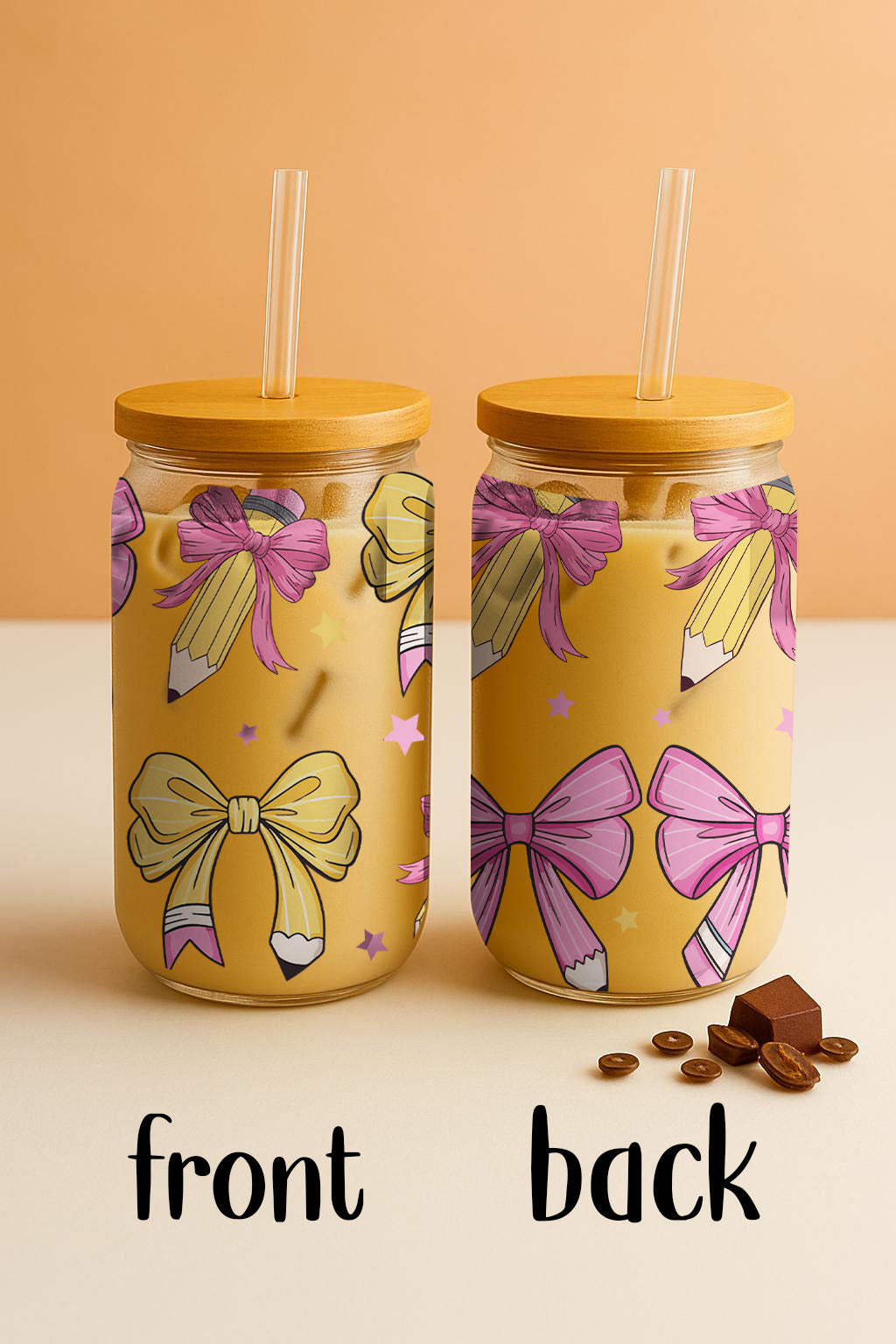 Pencil Coquette Glass Cup, Teacher Appreciation tumbler, Girly Student Cup