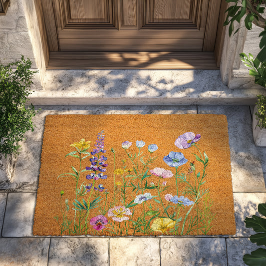Wildflower Entryway Coir Mat: Charming Floral Welcome for Garden Lovers