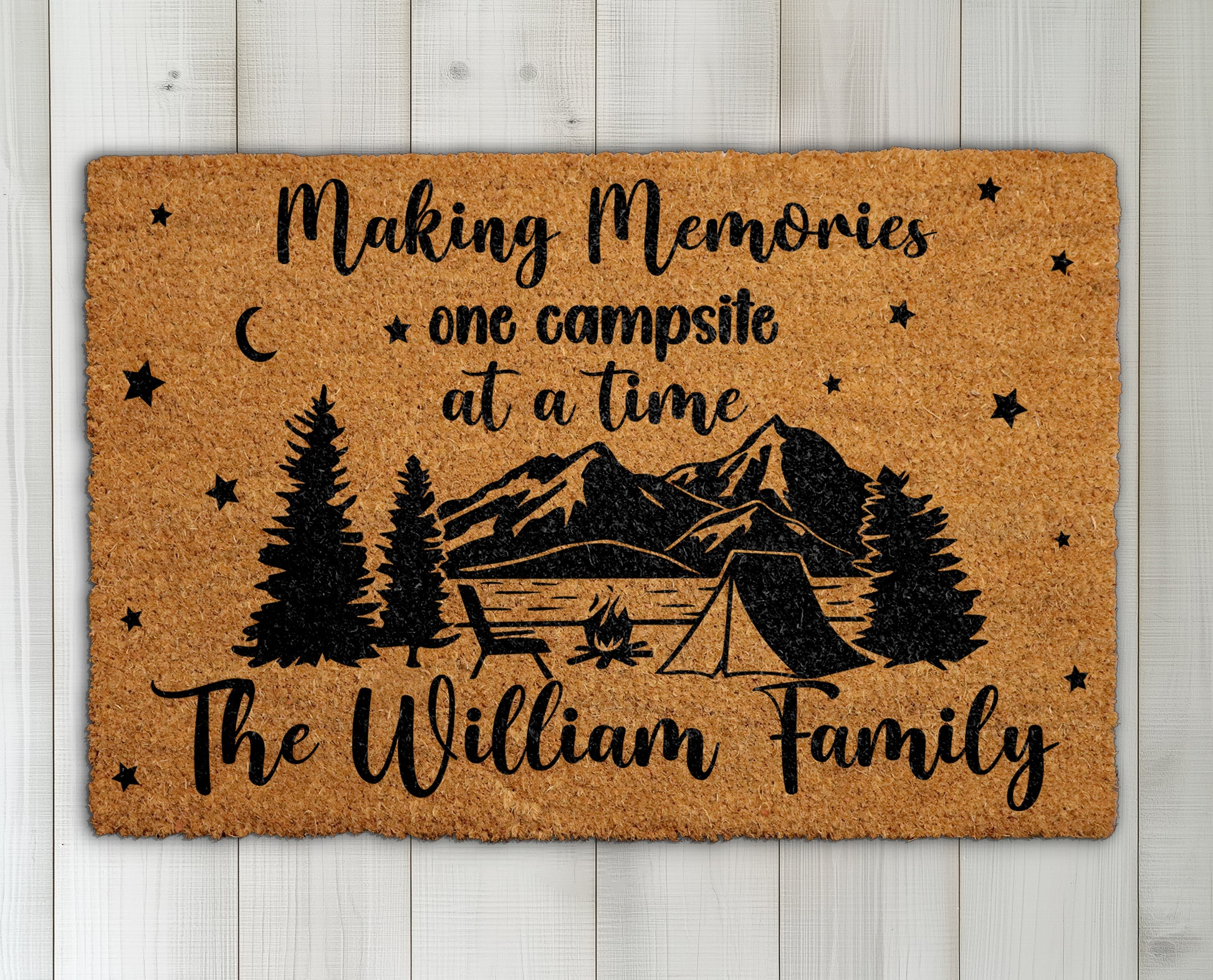 Custom Campsite Doormat: Personalized Family Camping Gift, Nature Lover's Rug
