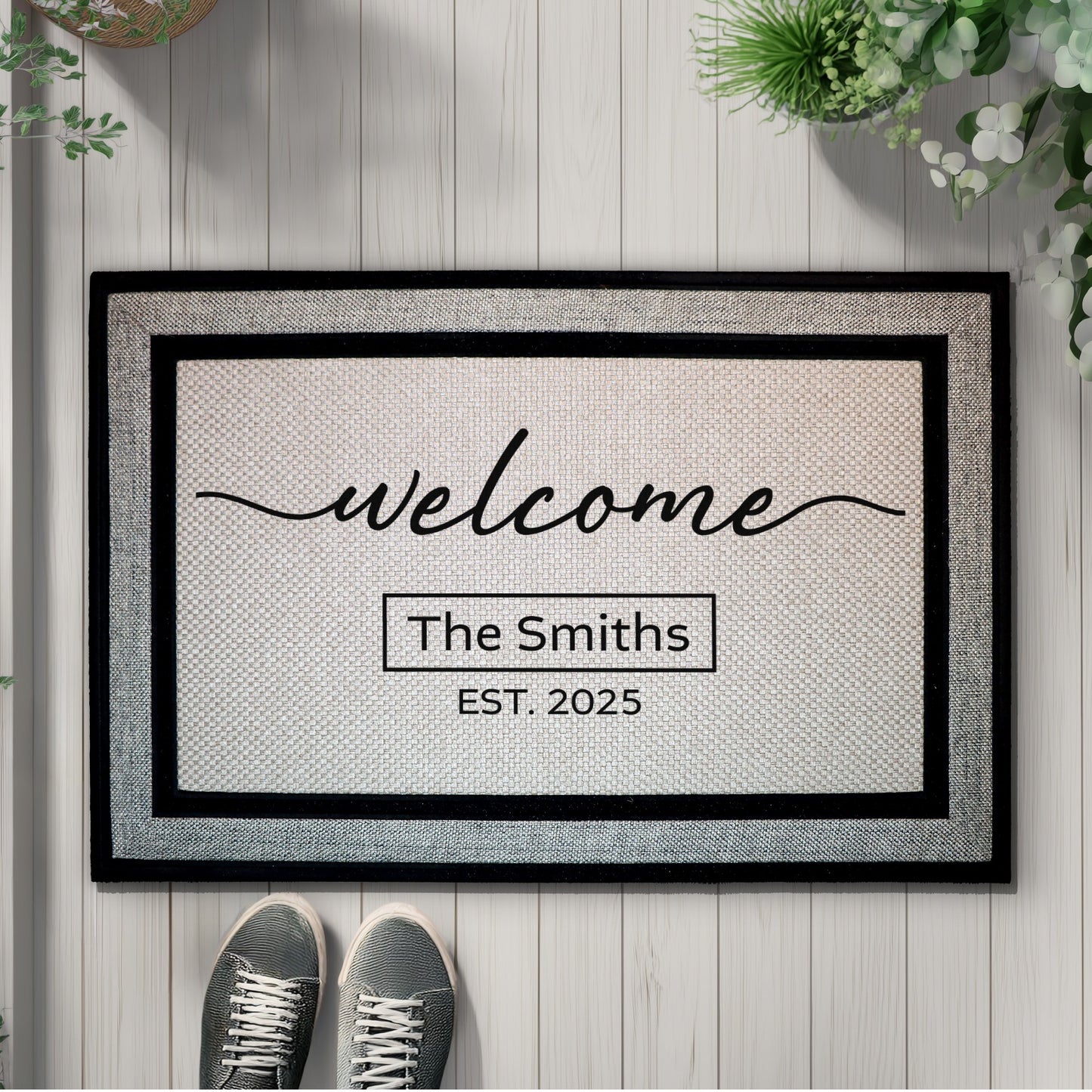 Personalized Floral Doormat, Custom Welcome Mat for Family & Couples