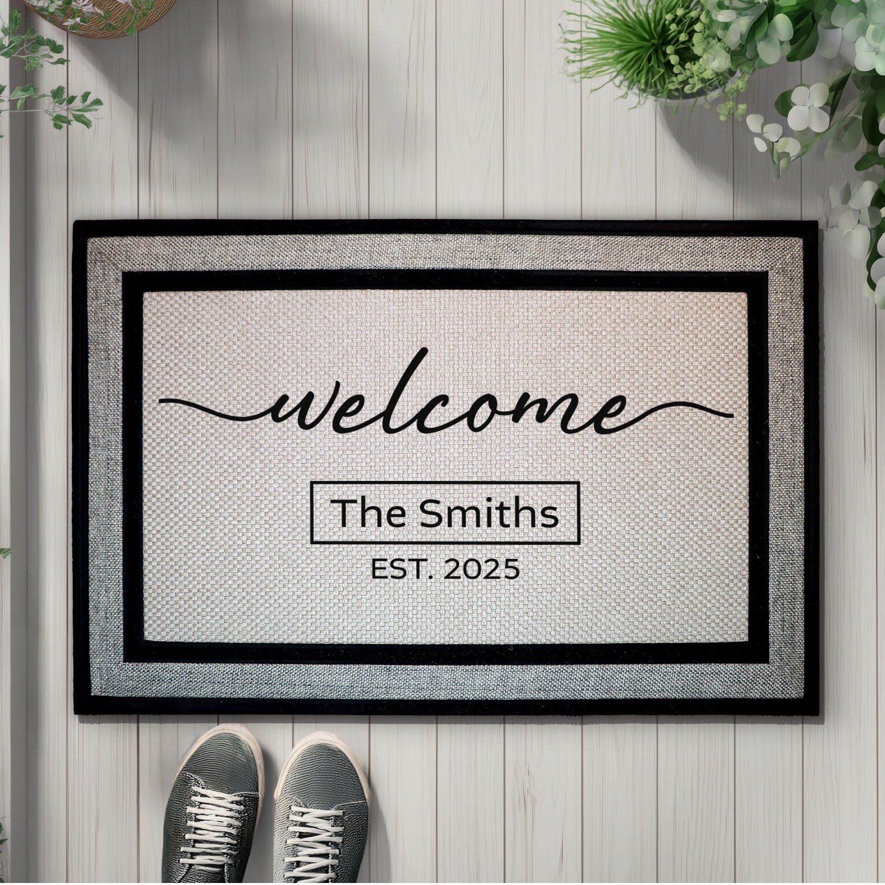 Personalized Floral Doormat, Custom Welcome Mat for Family & Couples