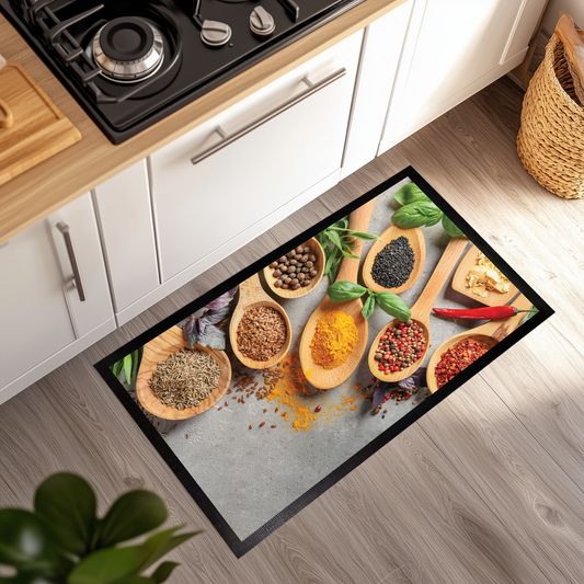 Herb And Spice Kitchen Mat, Cozy Cook Floor Rug!