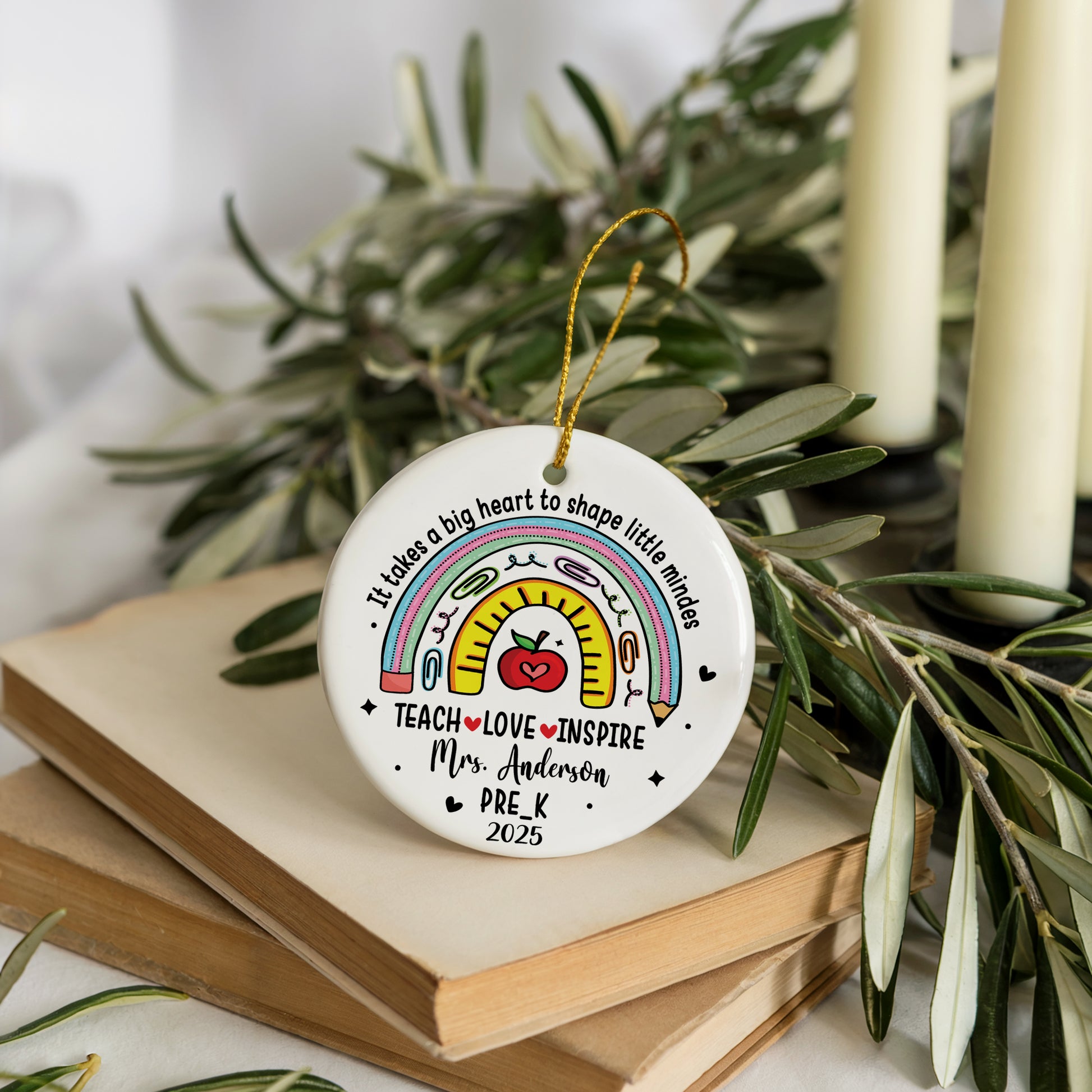 Teacher Appreciation Keepsake Ornament, Shape Little Minds Teacher Christmas Gift