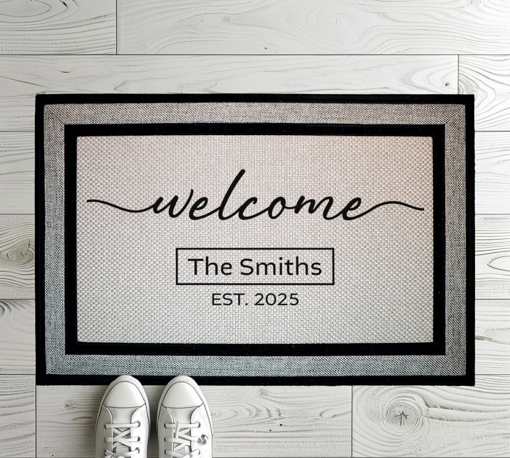 Personalized Floral Doormat, Custom Welcome Mat for Family & Couples