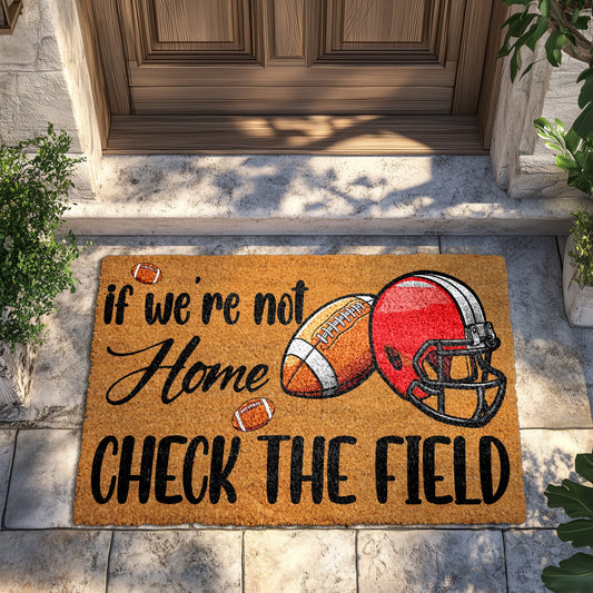 Field check doormat, football welcome rug for sports season decor