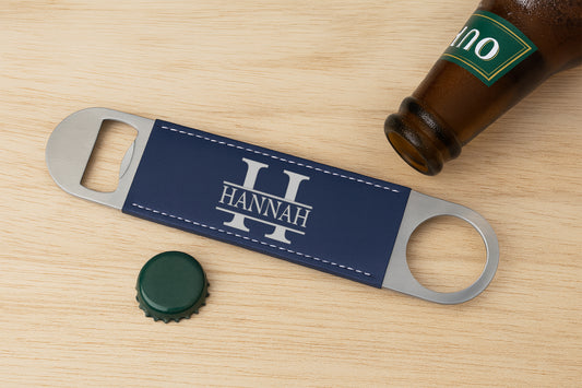 Personalized Leather Beer Opener, Hunter's Custom Bartender Gift, Engraved Name