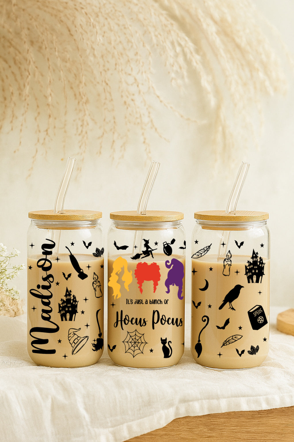Disney-inspired Halloween Glass Cup, Hocus Pocus Theme Tumbler, WDW Trip