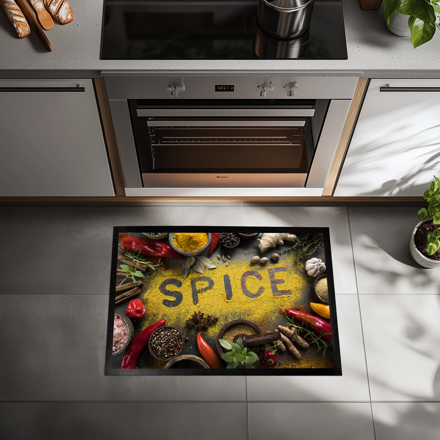 Farmhouse Style Kitchen Rug, Anti-Fatigue Mat, Rustic Spice Design