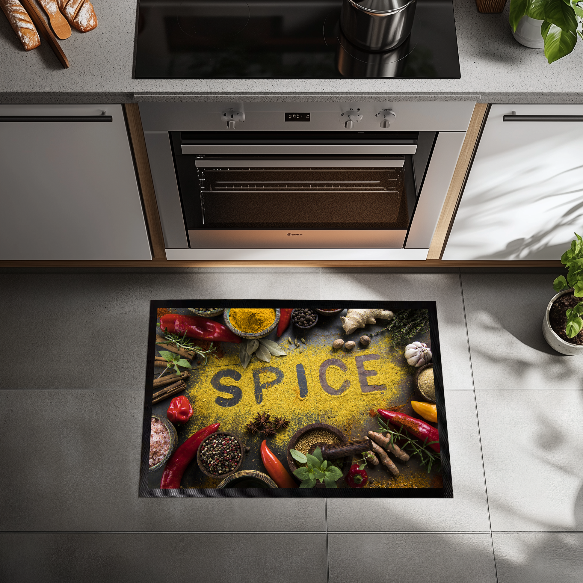 Farmhouse Style Kitchen Rug, Anti-Fatigue Mat, Rustic Spice Design