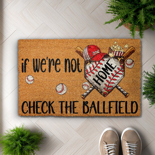 Home or Ballfield? Baseball Lover's Funny Welcome Mat.