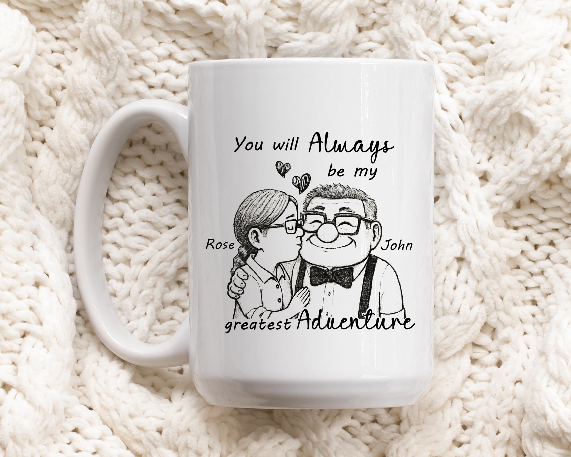 Unique Disney Up Movie Inspired Couples Coffee Mug, Romantic Pottery
