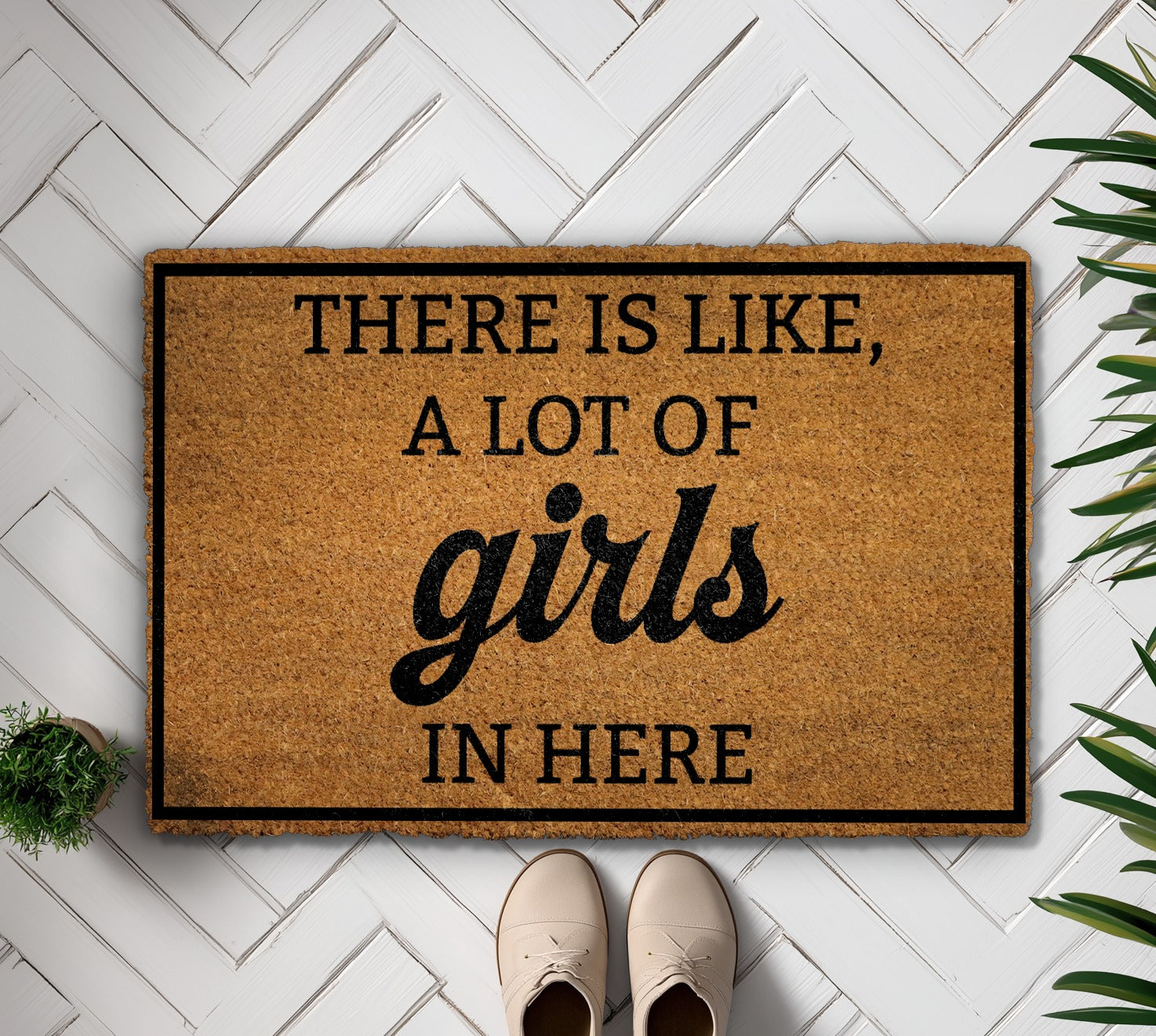 Custom Funny Girls Welcome Mat, Humorous Housewarming Entrance Gift