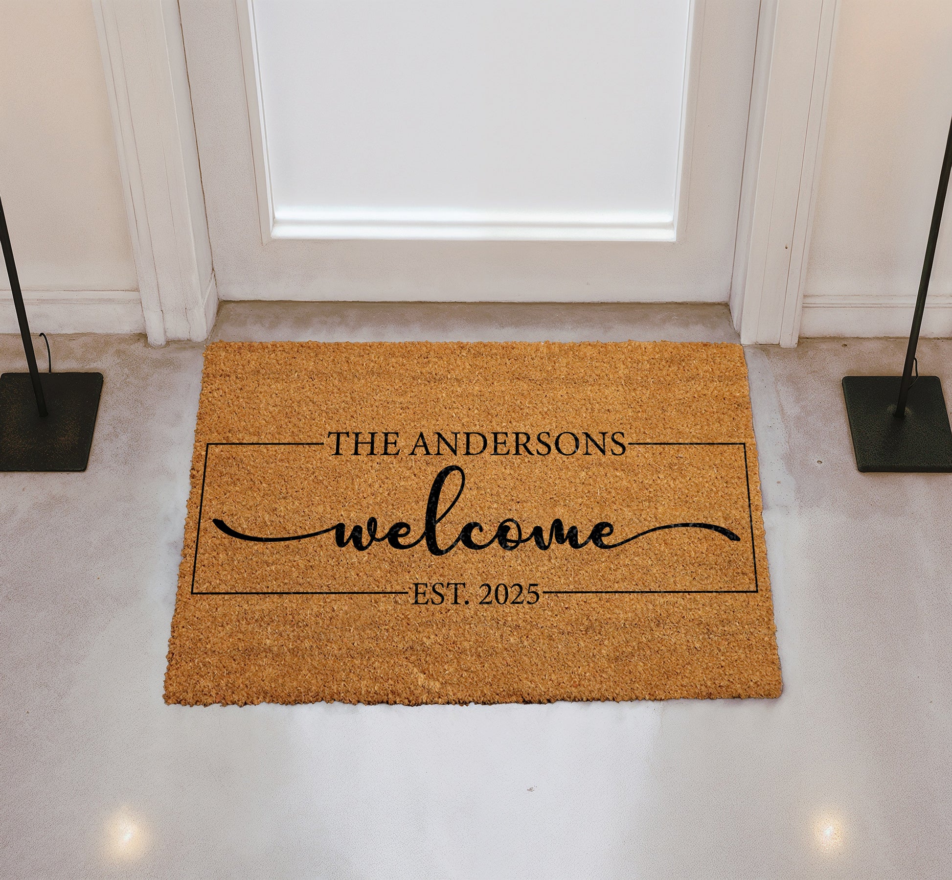 Custom Personalized Family Name Welcome Doormat, Wedding & Housewarming Gift
