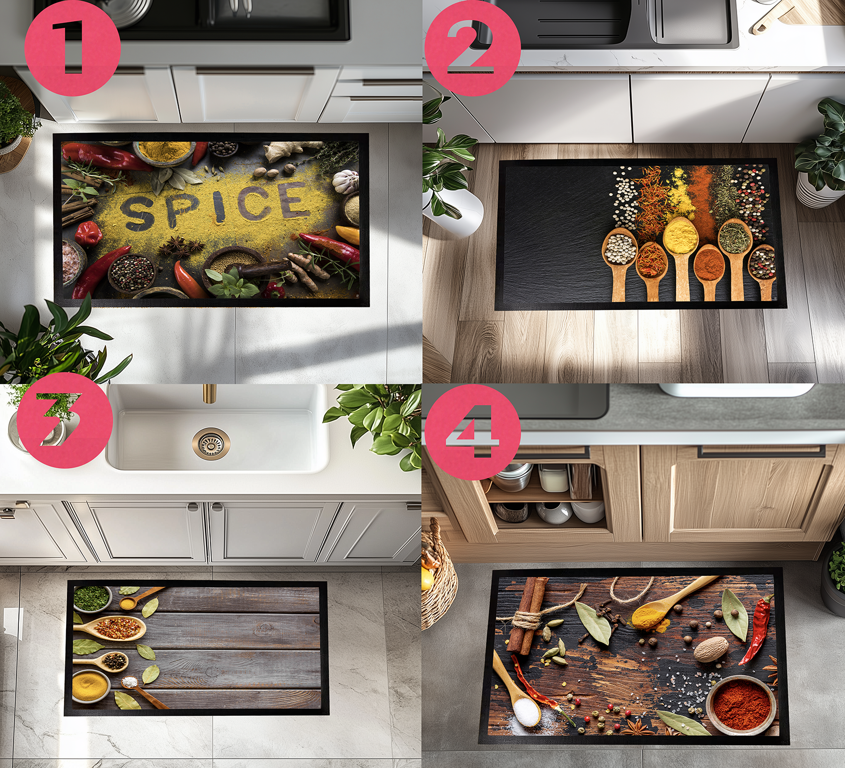 Spice up your kitchen with this comfortable decorative rug