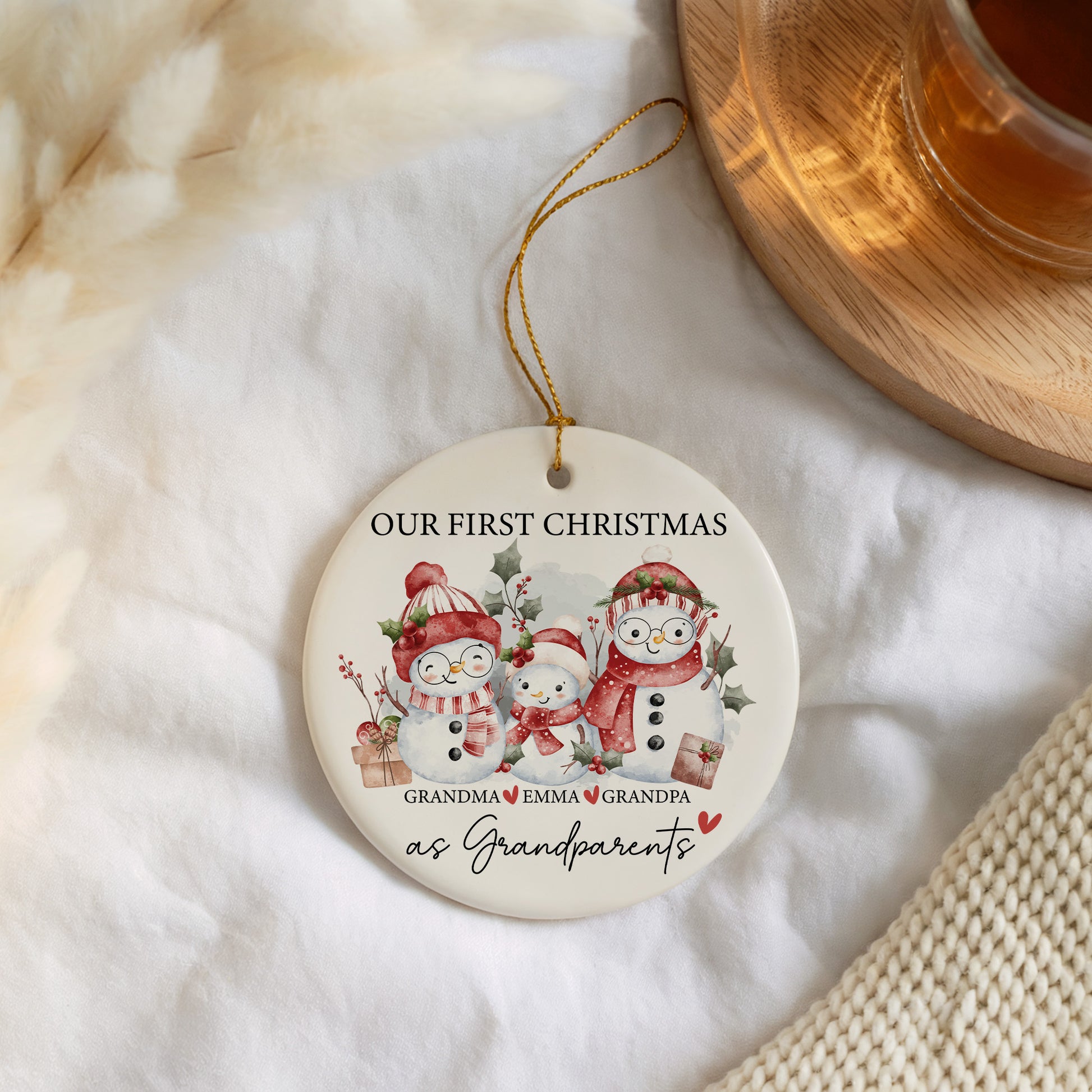 Celebrate First Christmas as Grandparents with Snowmen Family Ornament