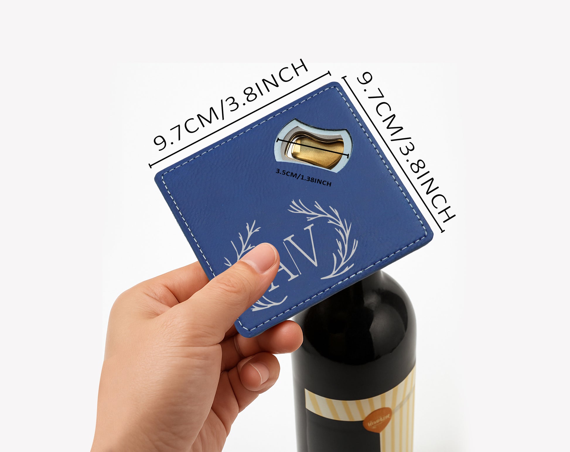 Personalized Leather Bottle Opener with Butterfly Engraving, Custom Bar Tool