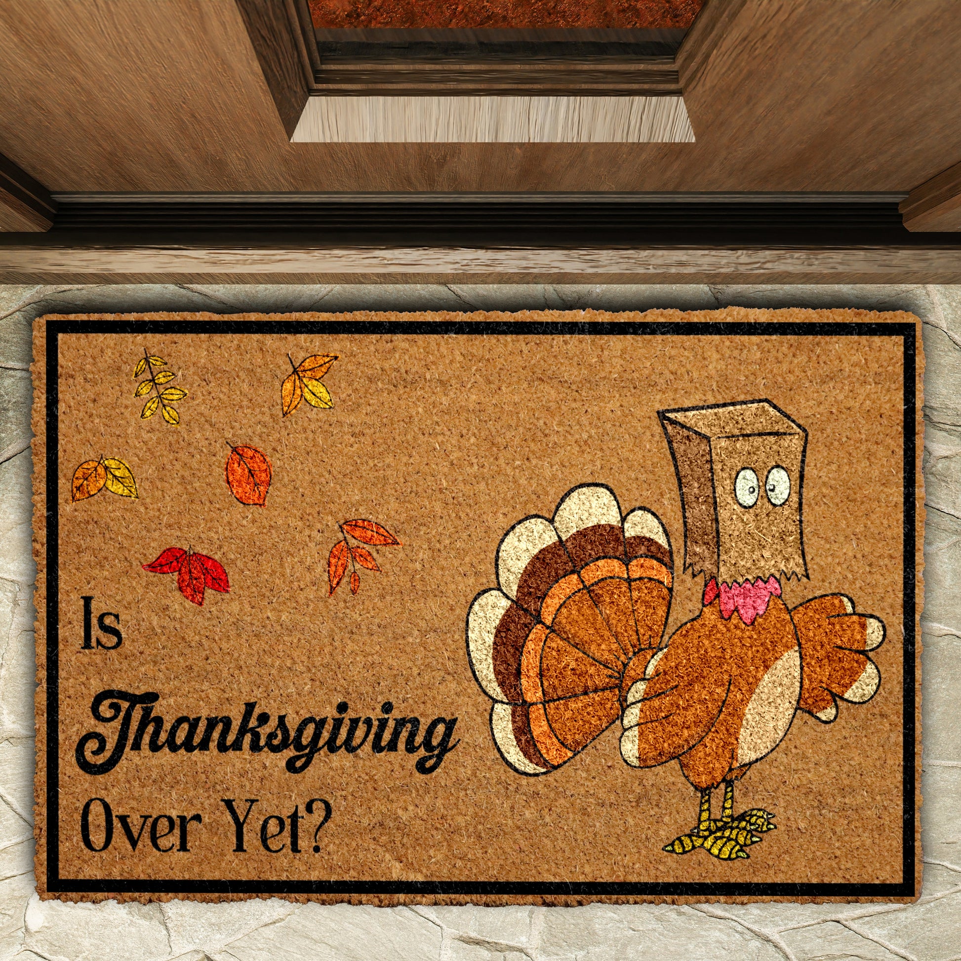 Thanksgiving Vibes: Funny Turkey Welcome, Autumn Doormat for Holiday Decor