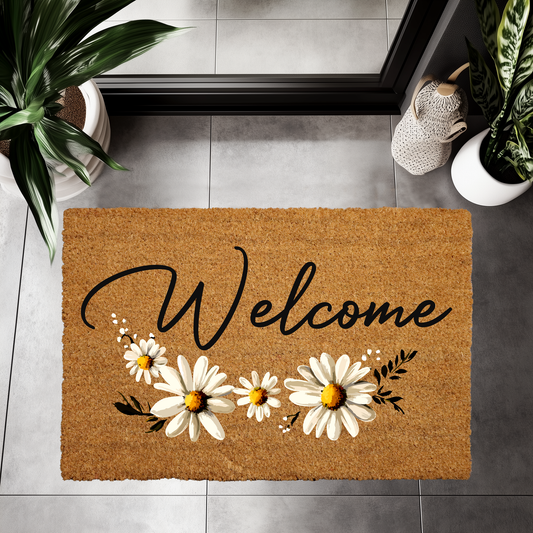 Daisy Welcome Doormat, Perfect for Your Spring Porch Decor