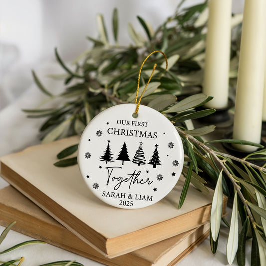 Custom Couple Christmas Ornament, Personalized Our First Xmas Together Keepsake
