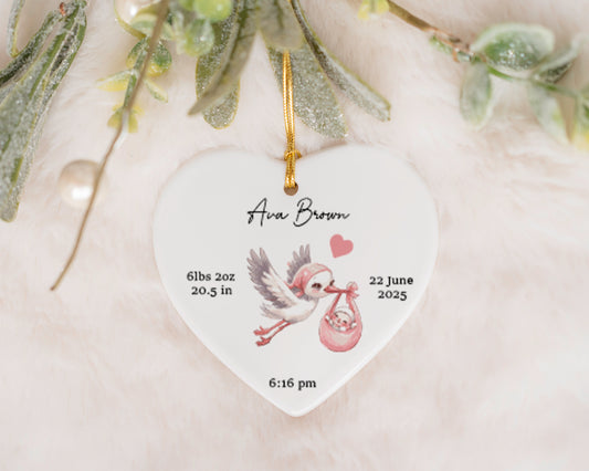 Custom Baby Stats Ornament: Adorable Animal Theme for Nursery Decor