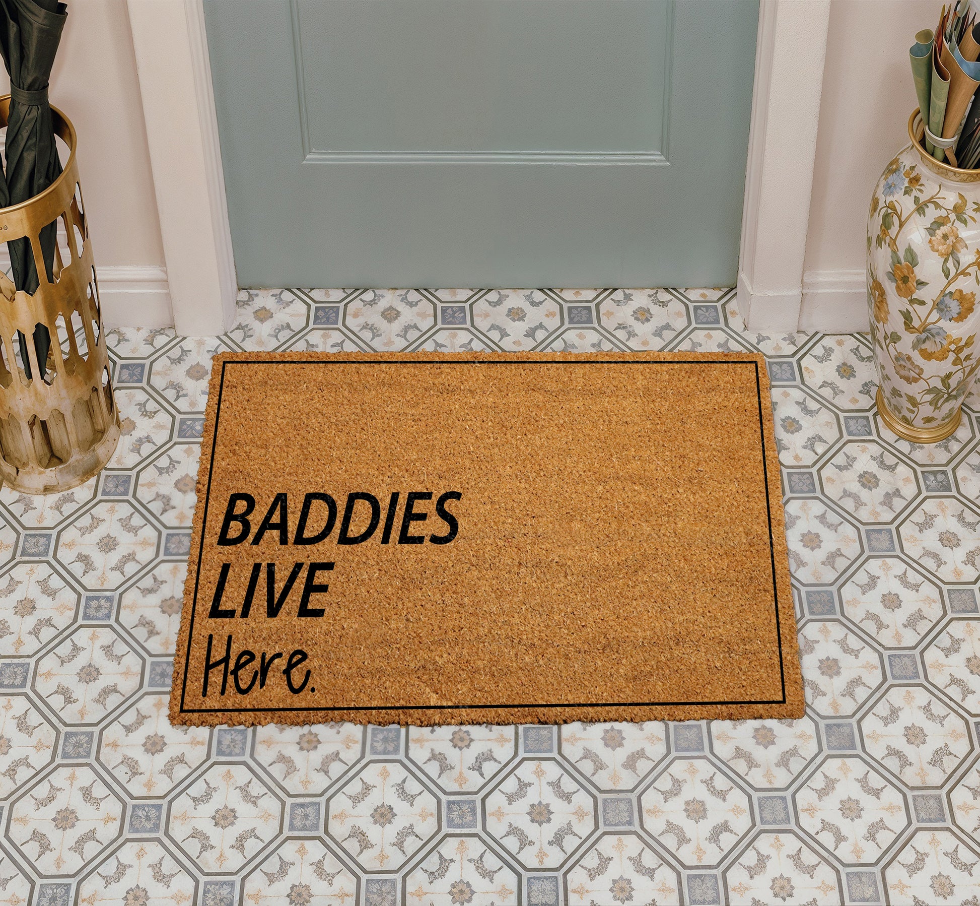 Welcome Baddies with this Funny Doormat for Apartments, Dorms!