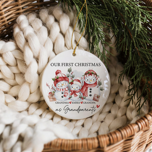 Celebrate First Christmas as Grandparents with Snowmen Family Ornament
