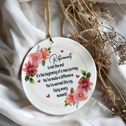 Elegant Floral Retirement Blessing Keepsake, Unique Ceramic Flower Ornament