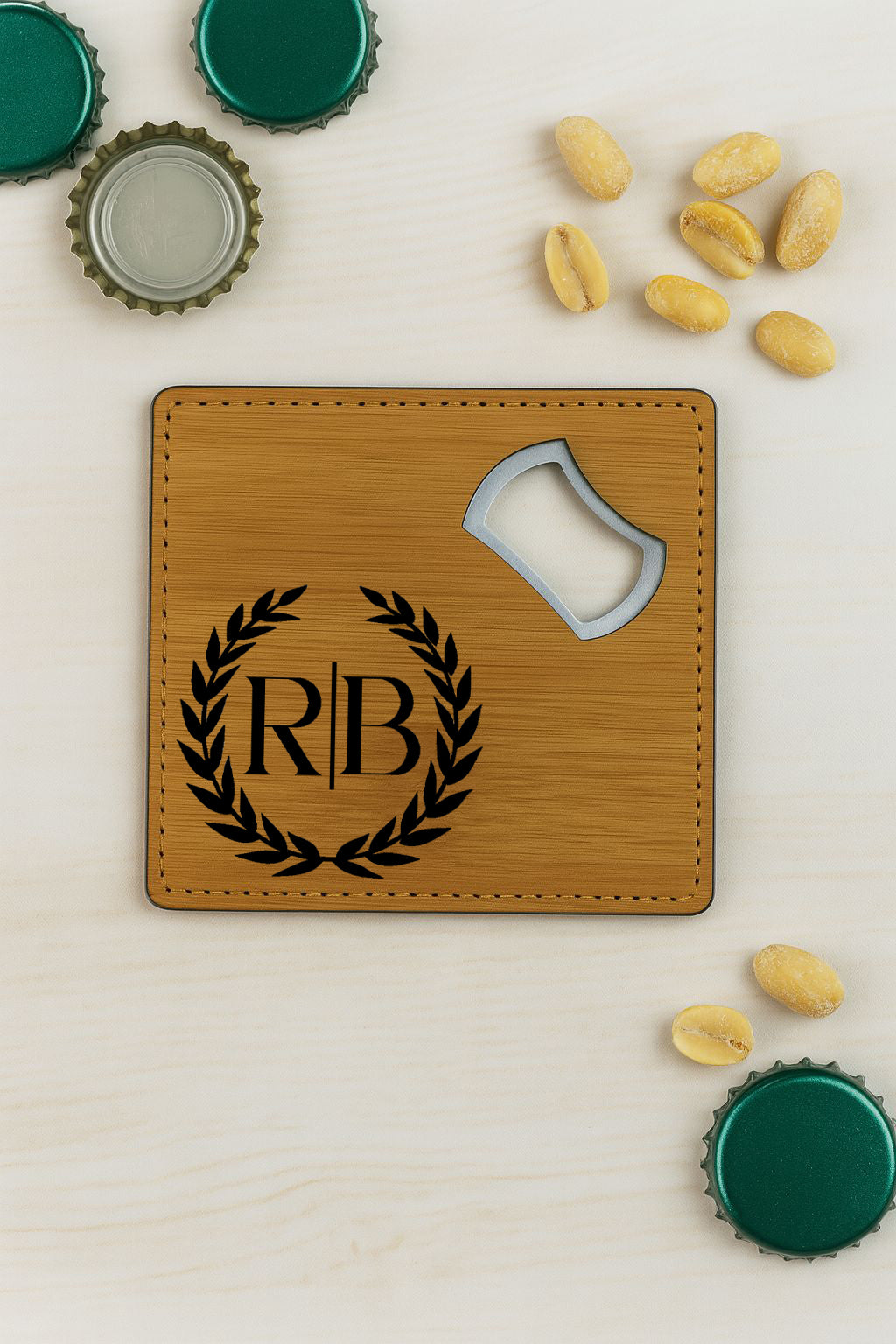 Engraved Groomsmen Gift, Custom Leather and Steel Bottle Opener